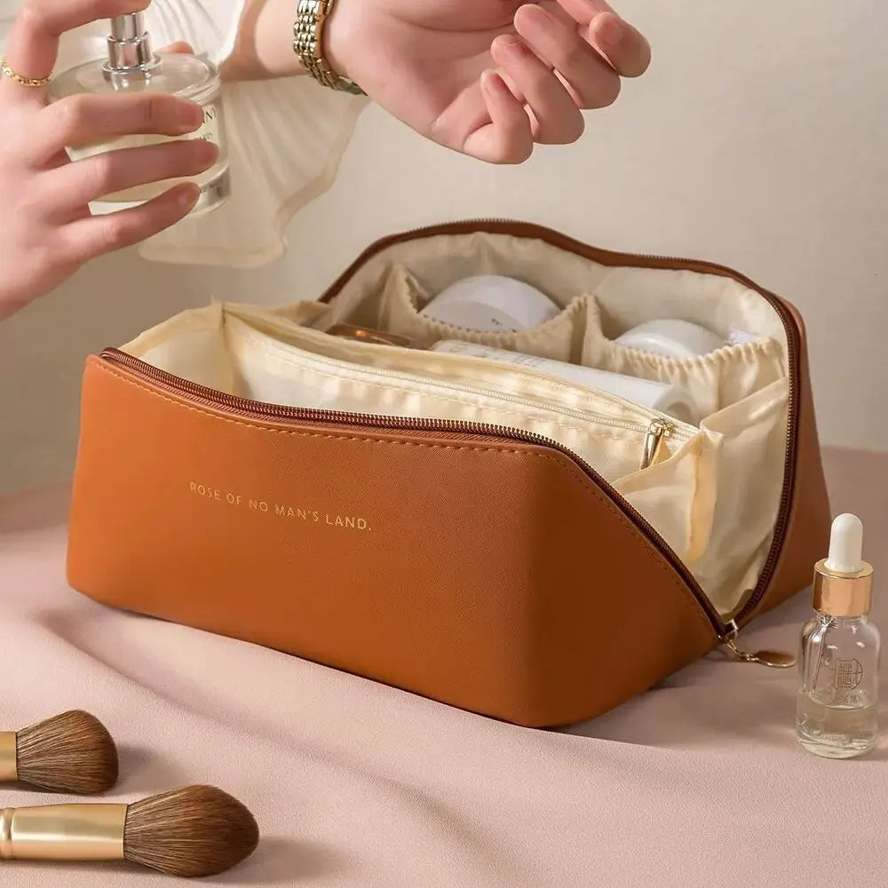Luxury Travel Makeup Bag – PU Leather Organizer