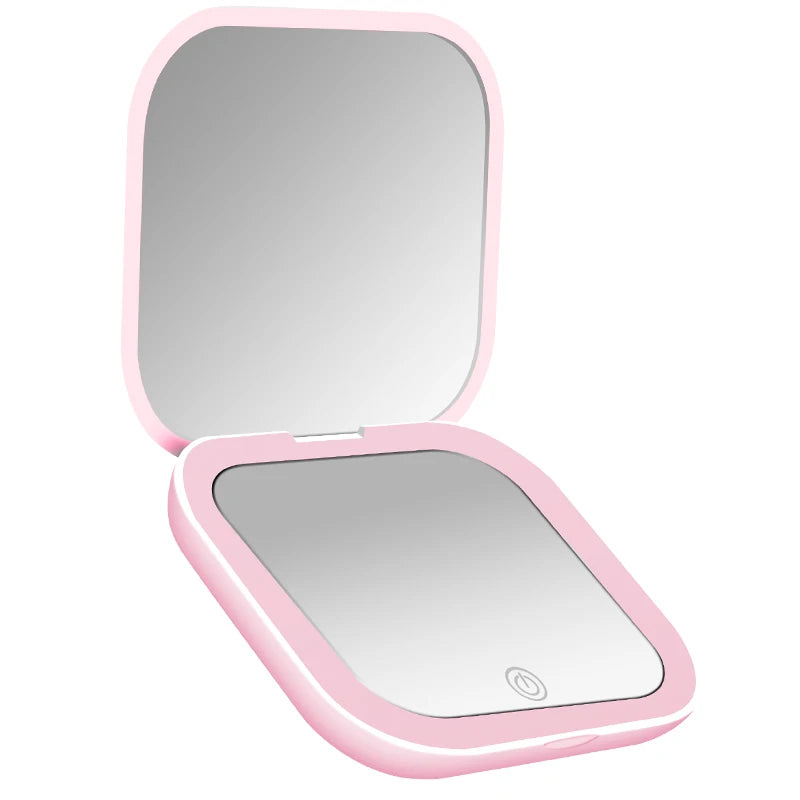 Mini Lighted Travel Mirror – 2X Magnifying